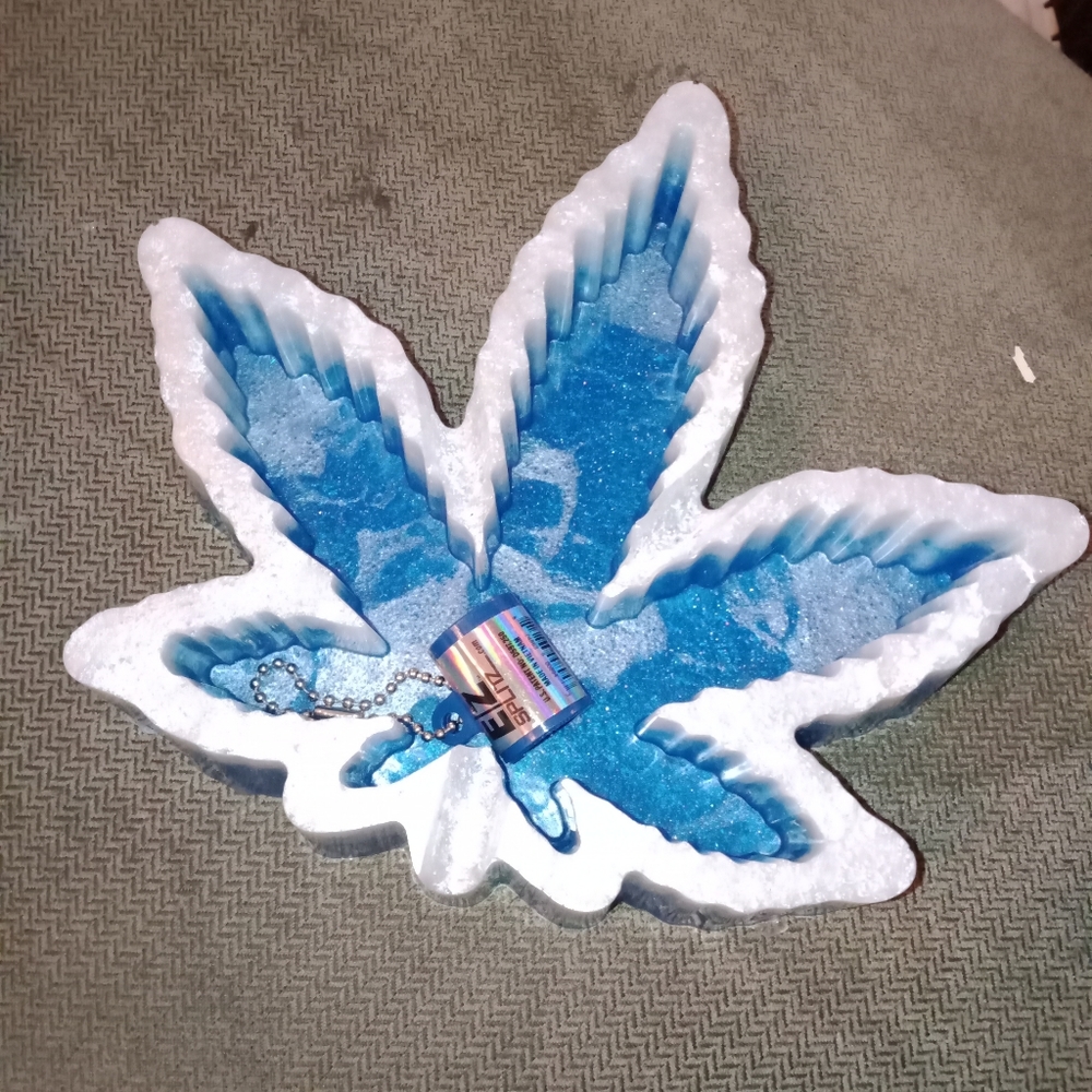 Baby blue and white  ashtray